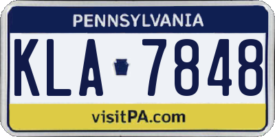 PA license plate KLA7848