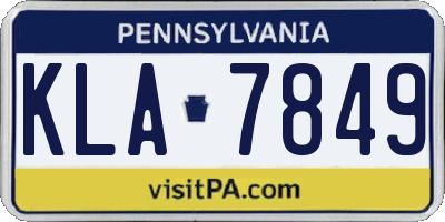 PA license plate KLA7849