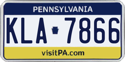 PA license plate KLA7866