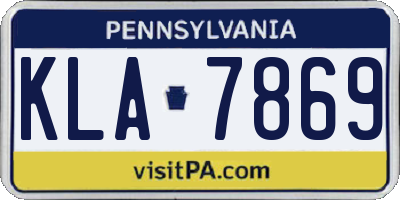 PA license plate KLA7869