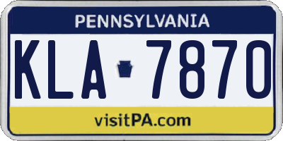 PA license plate KLA7870