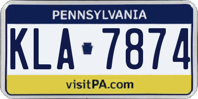 PA license plate KLA7874