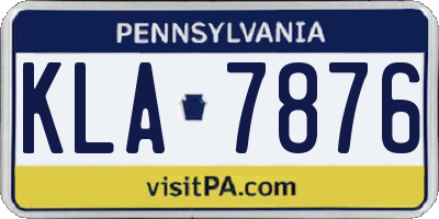 PA license plate KLA7876
