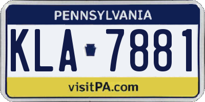 PA license plate KLA7881