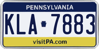 PA license plate KLA7883
