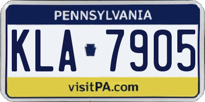 PA license plate KLA7905