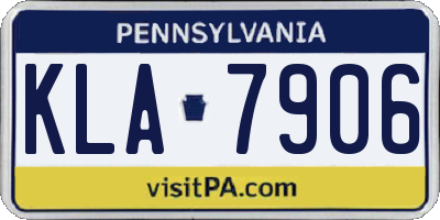 PA license plate KLA7906