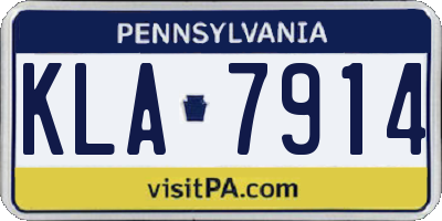 PA license plate KLA7914