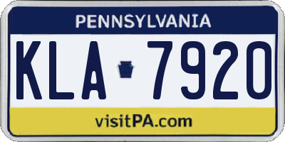 PA license plate KLA7920