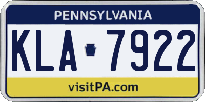 PA license plate KLA7922