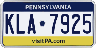 PA license plate KLA7925