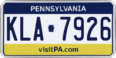 PA license plate KLA7926