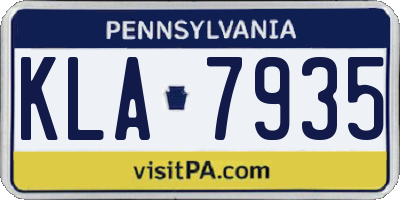 PA license plate KLA7935