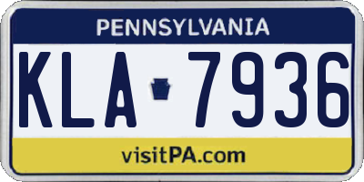 PA license plate KLA7936