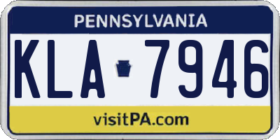 PA license plate KLA7946