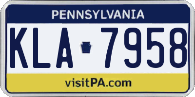 PA license plate KLA7958