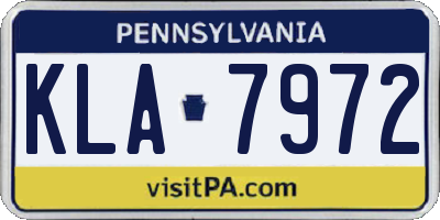PA license plate KLA7972