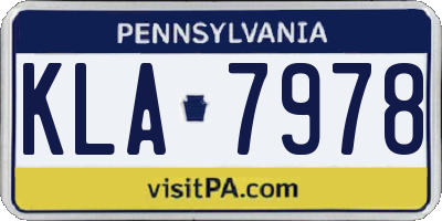 PA license plate KLA7978