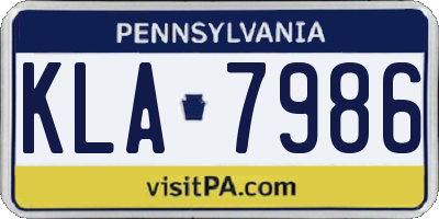 PA license plate KLA7986