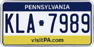 PA license plate KLA7989