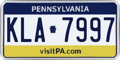 PA license plate KLA7997