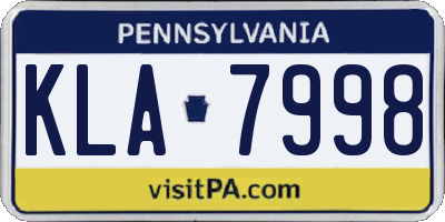 PA license plate KLA7998