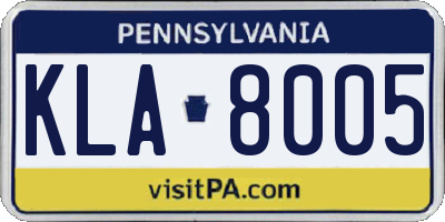 PA license plate KLA8005