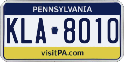 PA license plate KLA8010