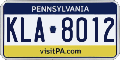 PA license plate KLA8012