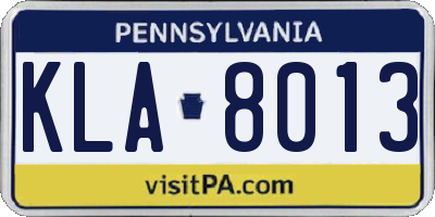 PA license plate KLA8013