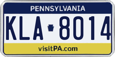 PA license plate KLA8014
