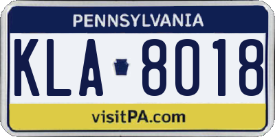 PA license plate KLA8018