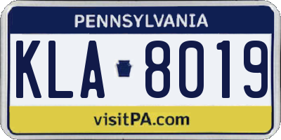 PA license plate KLA8019