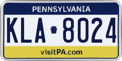 PA license plate KLA8024