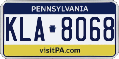 PA license plate KLA8068