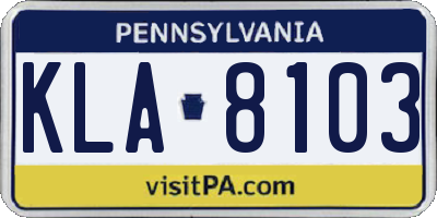 PA license plate KLA8103