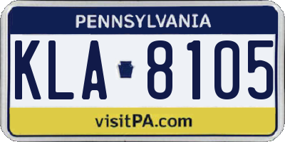 PA license plate KLA8105