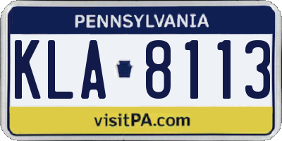 PA license plate KLA8113