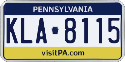 PA license plate KLA8115