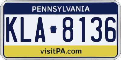 PA license plate KLA8136