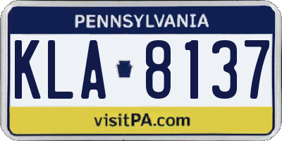 PA license plate KLA8137