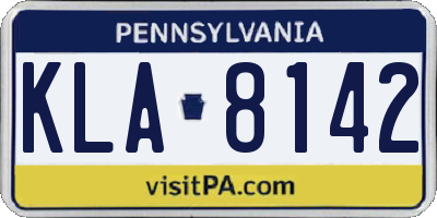 PA license plate KLA8142