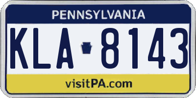 PA license plate KLA8143