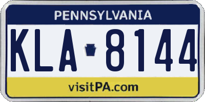 PA license plate KLA8144