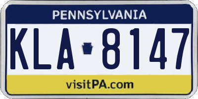 PA license plate KLA8147