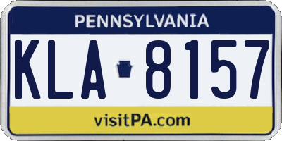 PA license plate KLA8157