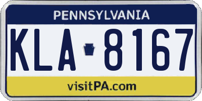 PA license plate KLA8167