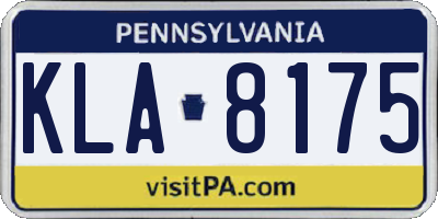 PA license plate KLA8175