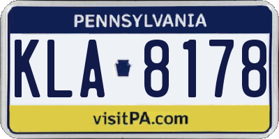 PA license plate KLA8178