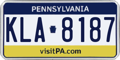 PA license plate KLA8187